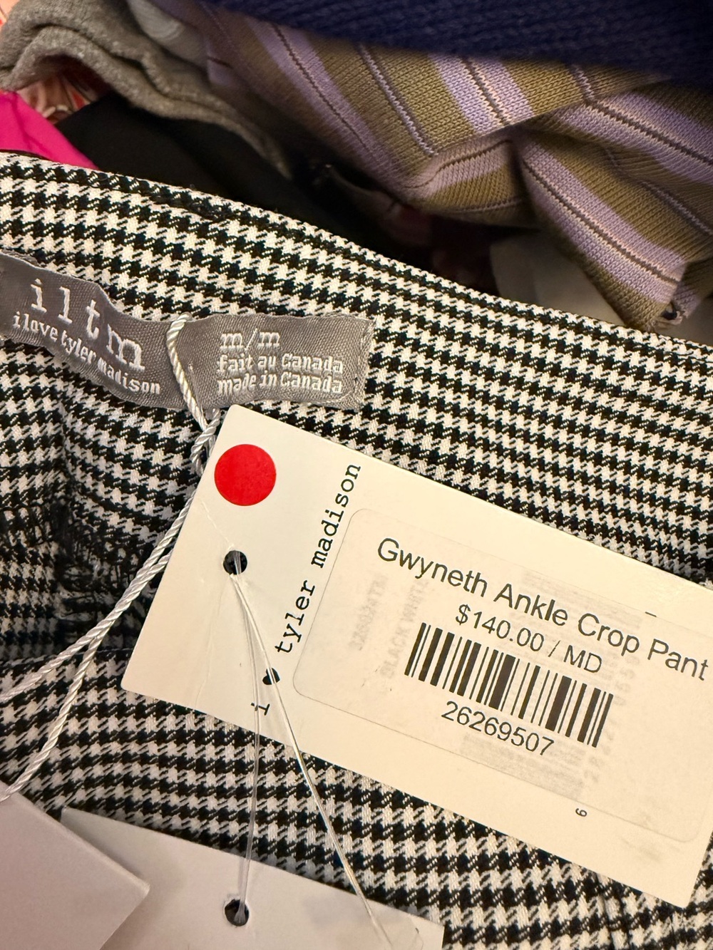 I Love Tyler Madison Gwyneth Ankle Crop Pant in Black Gingham Size Medium - Picture 9 of 10